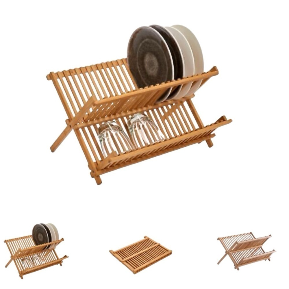 PINE FOLDING DISH RACK RUSTIC Wood Collection NEW - Picture 4 of 10